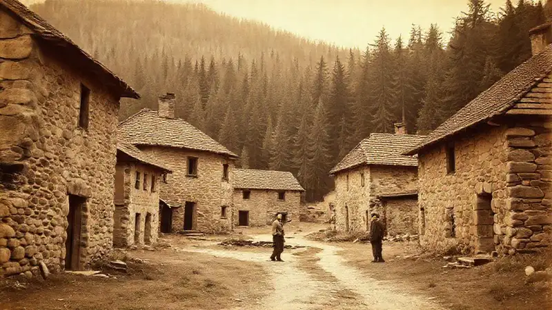 Altes Dorf, nachdenklich, Expansion symbolisiert. (Antiguo pueblo, pensativo, simboliza la expansión.)