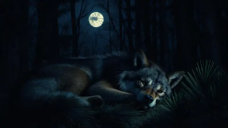 Der Wald, Mond, Wolf, Stille