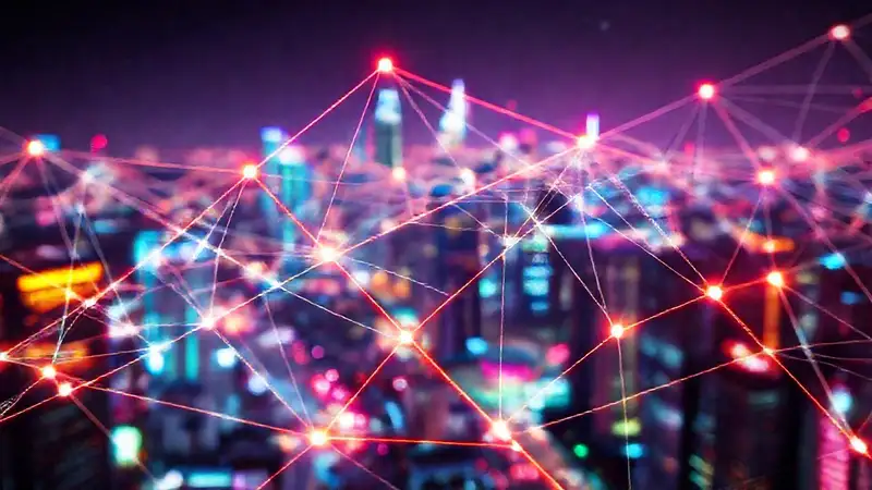 Neonlinien erzeugen futuristische digitale Glitches